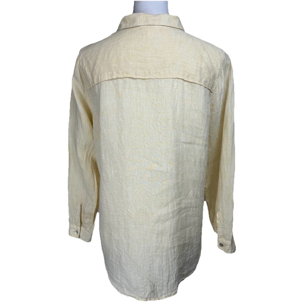 J.Jill Love Linen Women's Button Up Tunic Long Sleeves Sz M Yellow Feminine - Picture 7 of 15